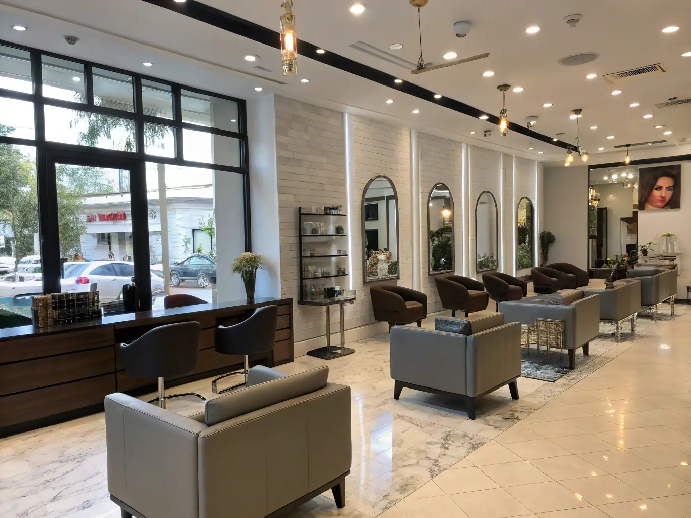 A luxurious salon suite with high-end finishes and premium amenities, highlighting its appeal to discerning professionals.